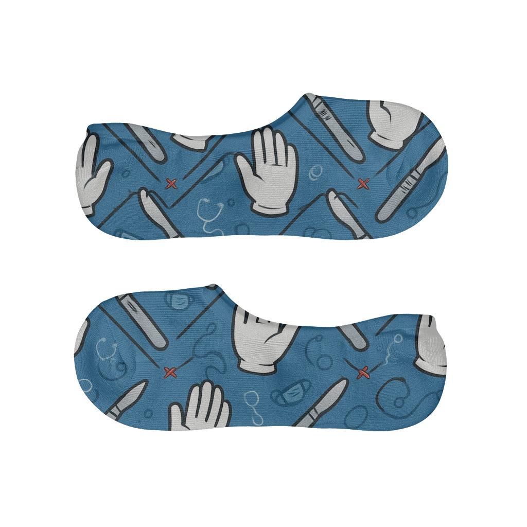 Scrub Blue Scalpel Chevron Surgeon Pattern unique hidden socks