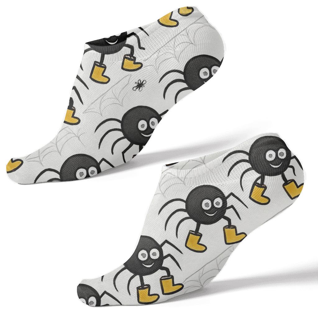 Playful Boots With Spider Parade Pattern trendy patterned ankle socks