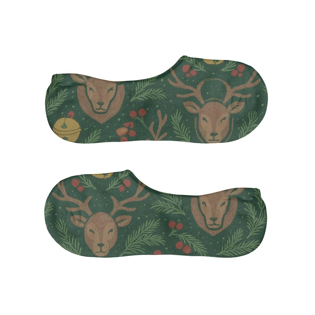 Scandinavian Folk Medallions With Reindeer Charm breathable no-show socks