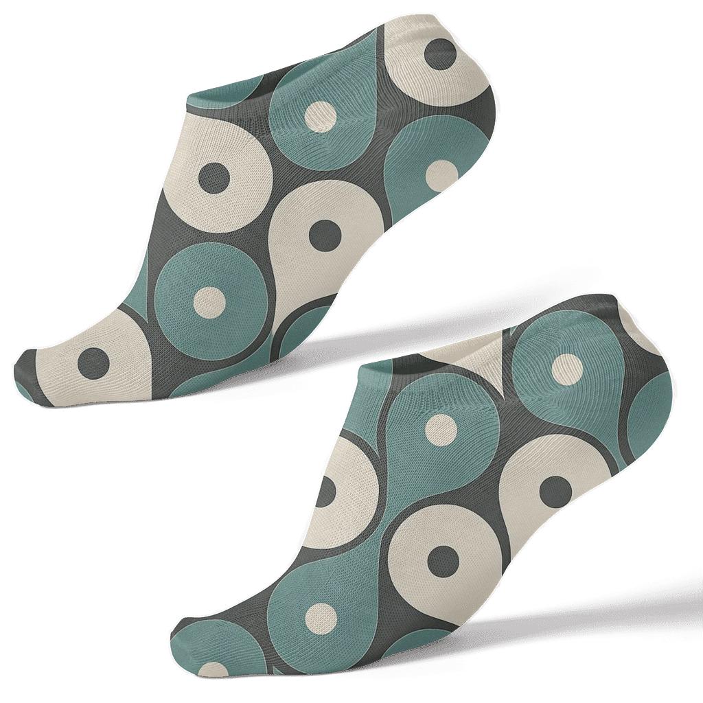 Interlocking Teardrop Labyrinth Tiles On Charcoal Field personalized ankle socks