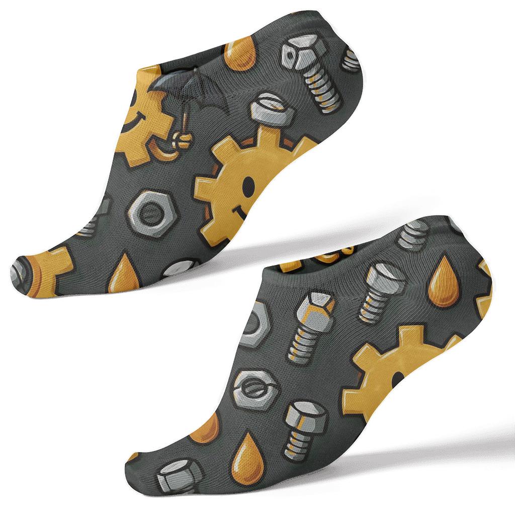 Mechanic Umbrella Gears Tessellation soft everyday ankle socks