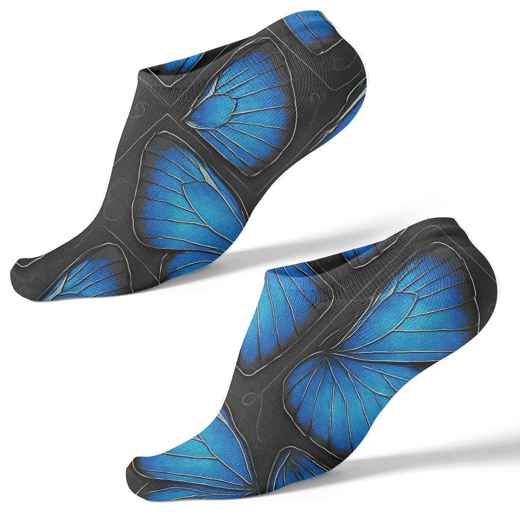 Iridescent Morpho Vein Lattice On Charcoal Ground soft everyday ankle socks