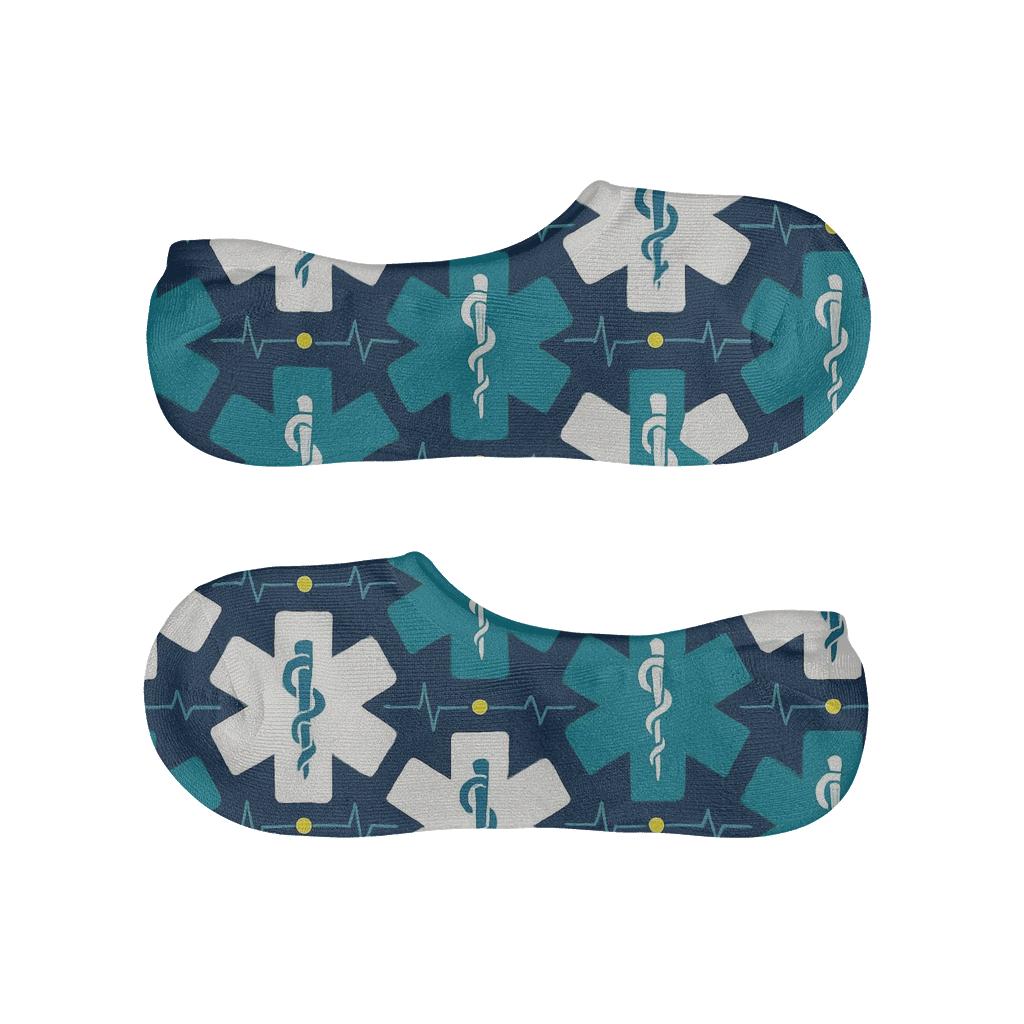 Paramedic Star Of Life Lattice On Navy Field trendy no-show sock styles