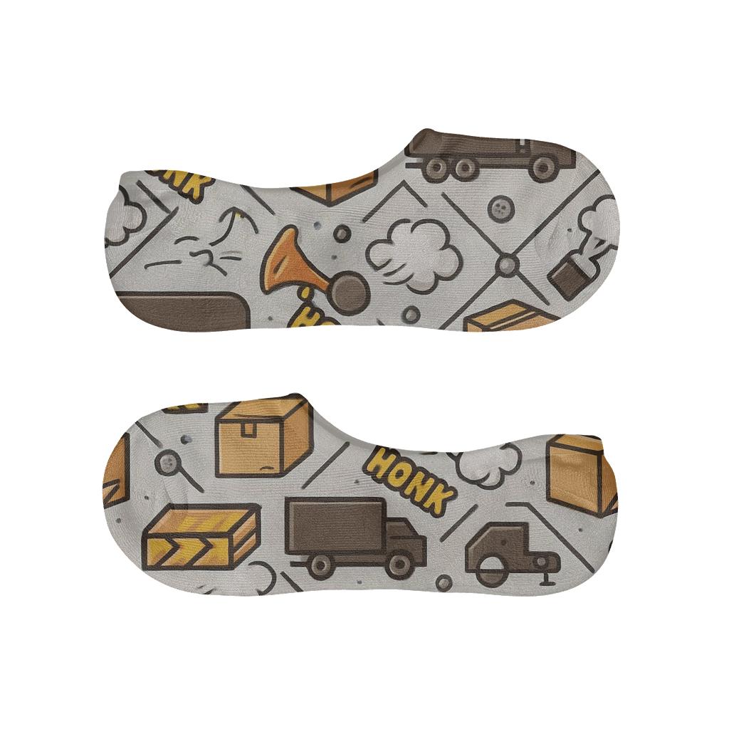 Truck Driver Honk Horn Lattice designer printed no-show socks