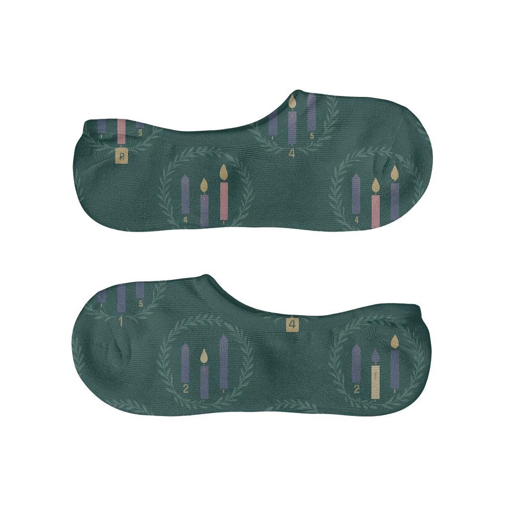 Wreath Lattice With Advent Candles Emblem breathable seamless no-show sockscustom no-show socks