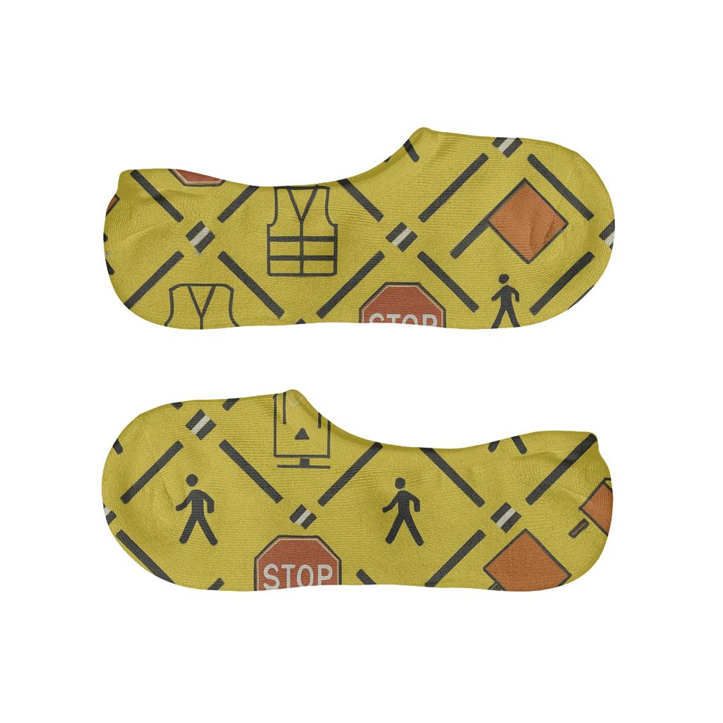 Safety Stripe Tessellation With Crossing Guard Icons personalized no-show socks