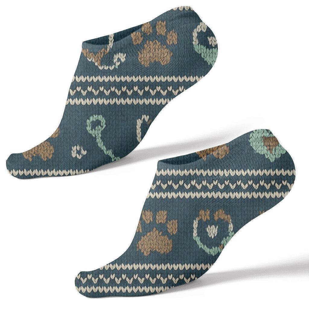 Knitted Veterinarian Paw And Stethoscope Fair Isle trendy patterned ankle socks