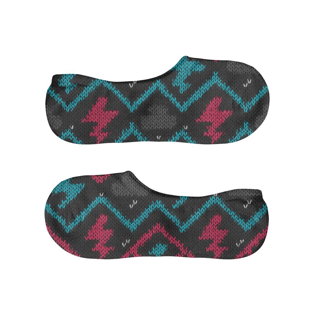 Neon Storm Burst Chevron Knit Illusion soft cotton no-show socks
