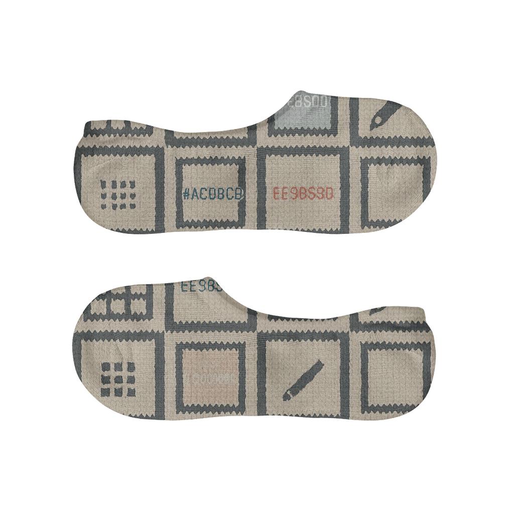 Knitted Grid Illusion For Graphic Designer breathable seamless no-show sockscustom no-show socks