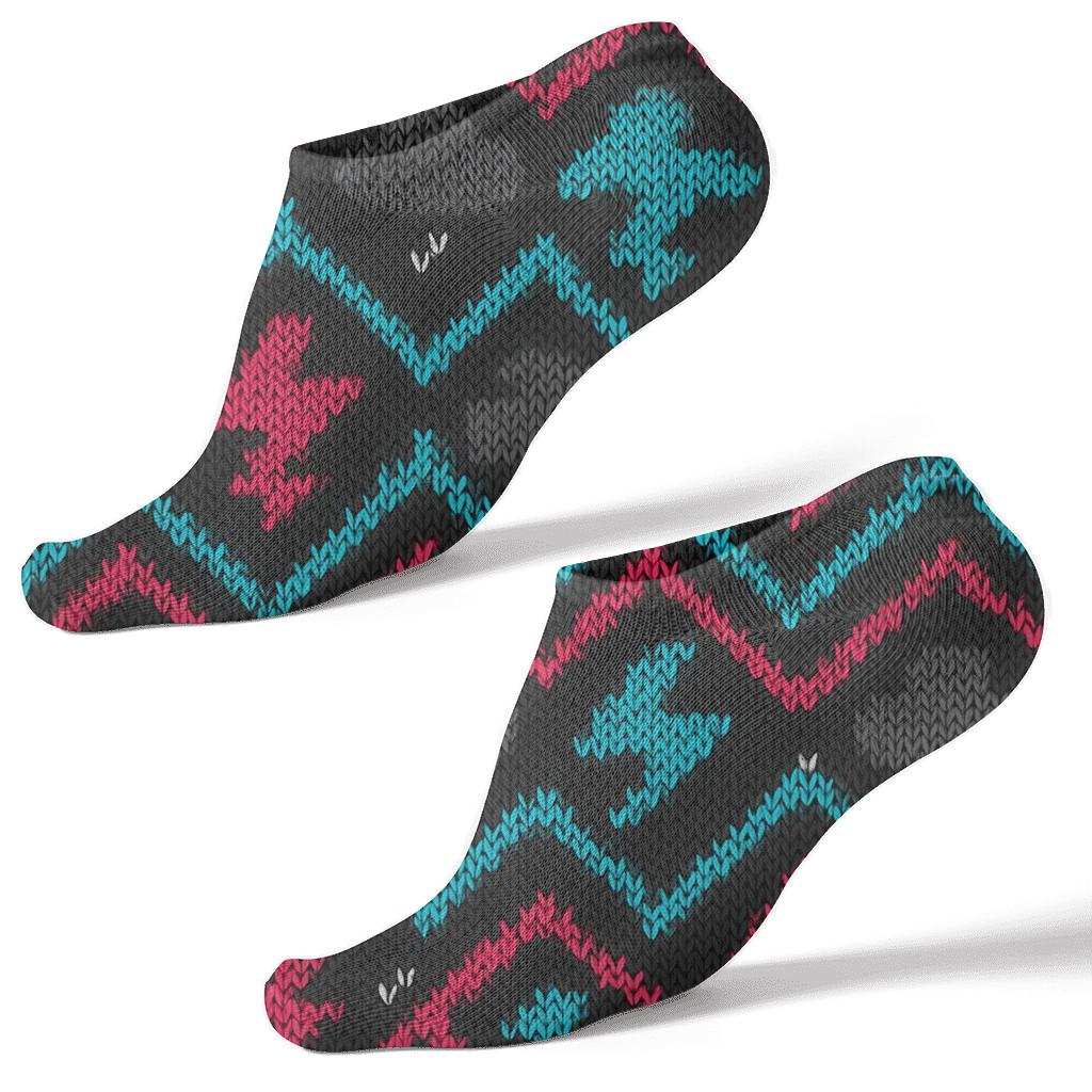 Neon Storm Burst Chevron Knit Illusion stylish athletic ankle socks
