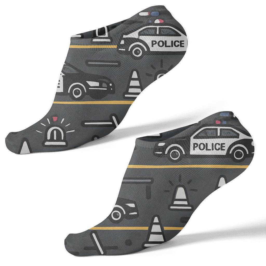 City Strip Wrap Pattern With Police Officer Night Patrol soft everyday ankle socks