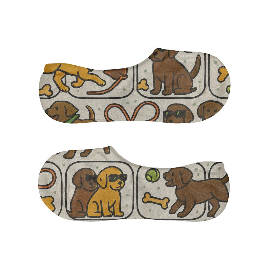 Playful Lab Scenes With Labrador Retriever Accent custom no-show socks