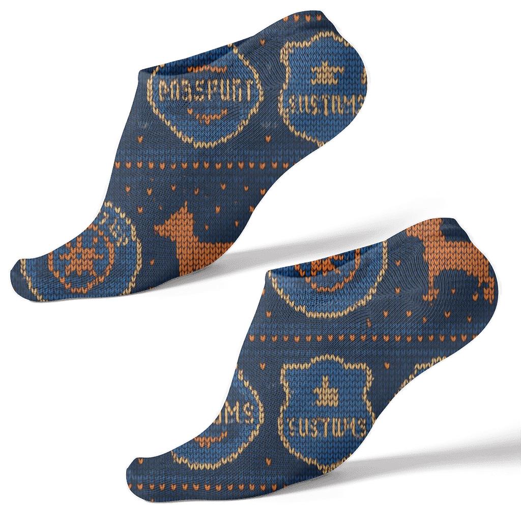 Customs Officer Knit-Illusion Badge And Stamp Fair Isle stylish athletic ankle socks