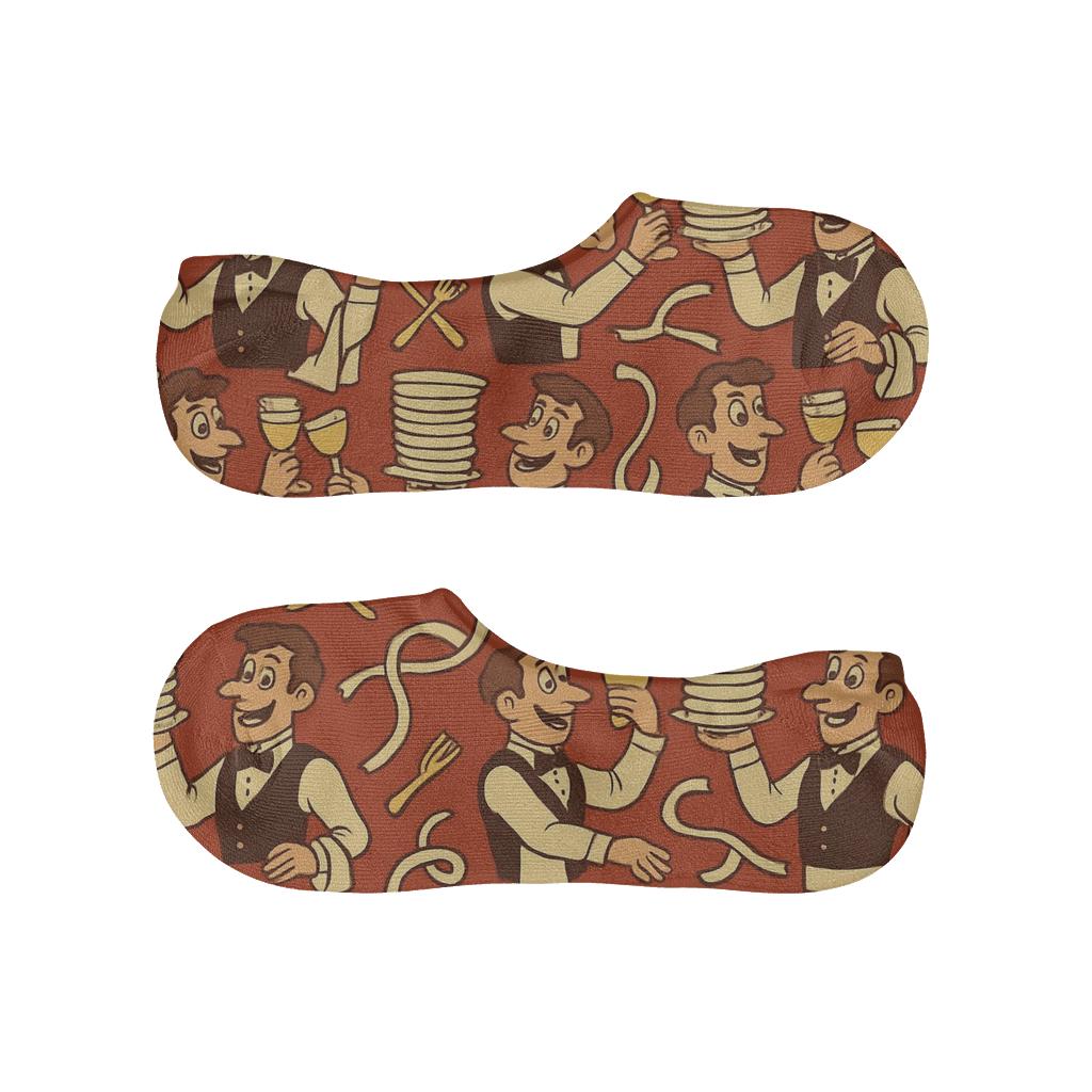 Waiter Juggling Plates Tessellation breathable no-show socks