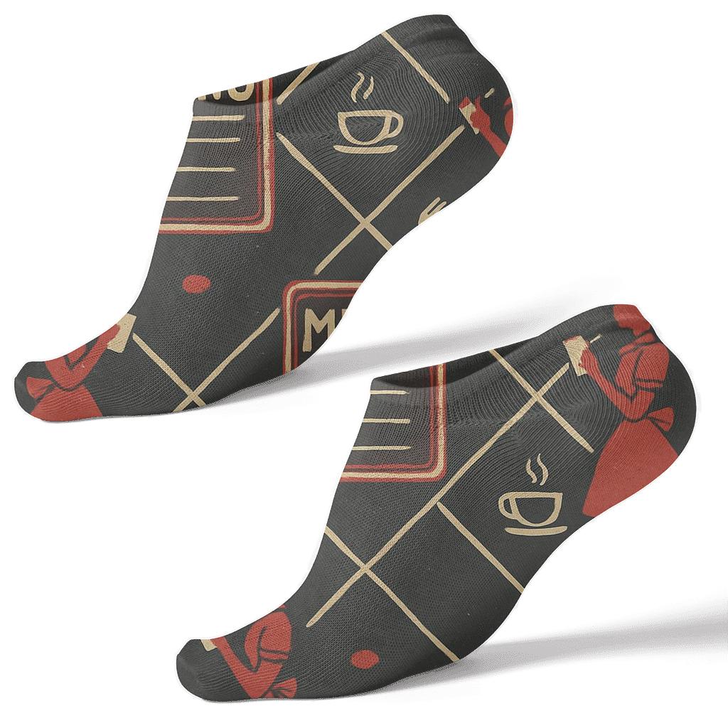 Menu Board Lattice With Waitress Silhouettes premium sports ankle socks