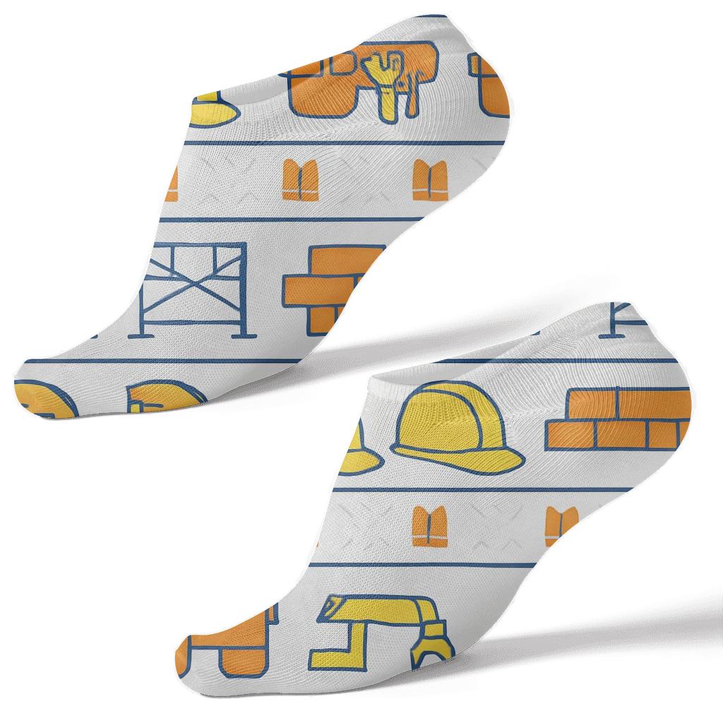 Blueprint Bands With Construction Worker Icons stylish athletic ankle socks