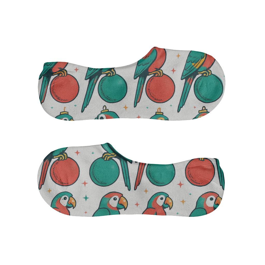 Pop Art Parrot Ornament Burst Grid On Bright White Background soft cotton no-show socks