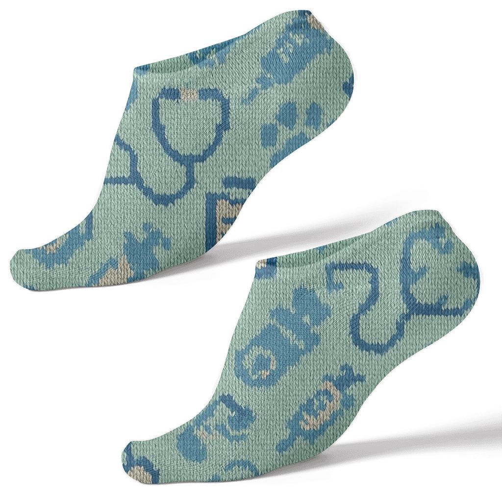 Knitted Lattice Veterinary Technician Clinic Icons trendy patterned ankle socks