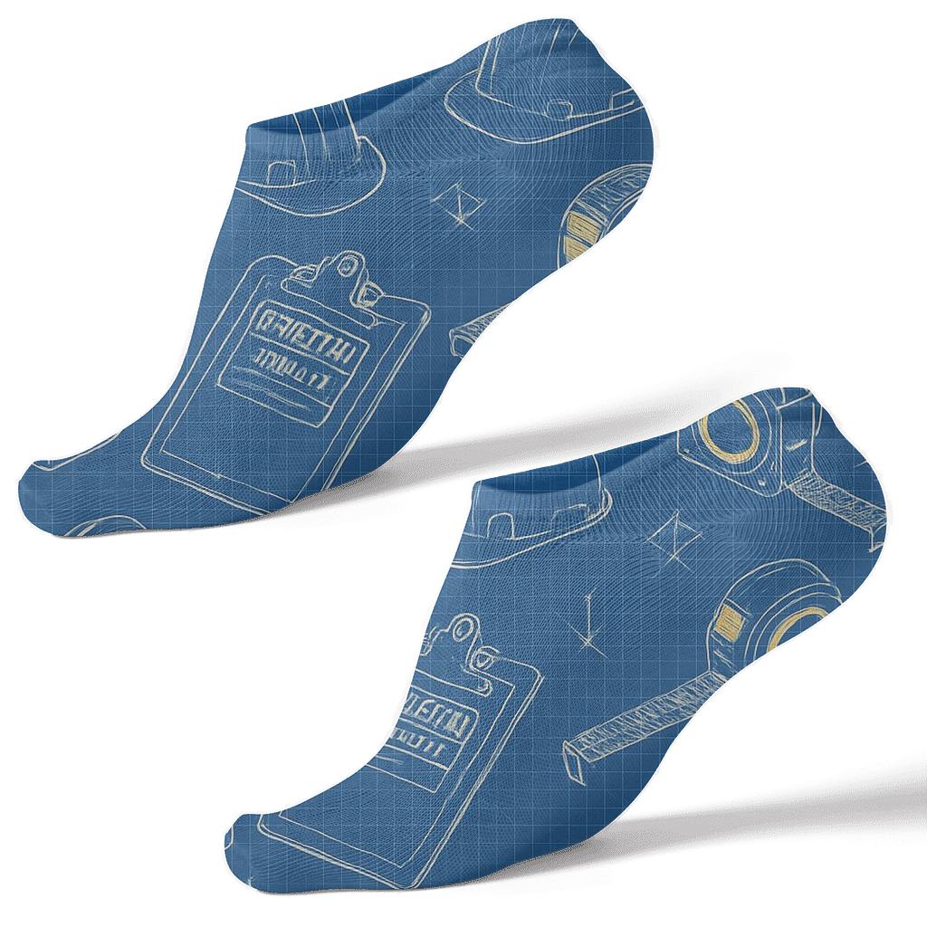 Blueprint Lattice For Building Inspector unique graphic ankle socks