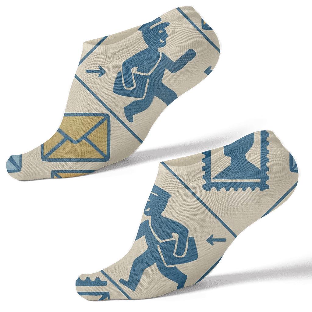 Stamp Quilt Geometry With Postal Worker Charm stylish athletic ankle socks