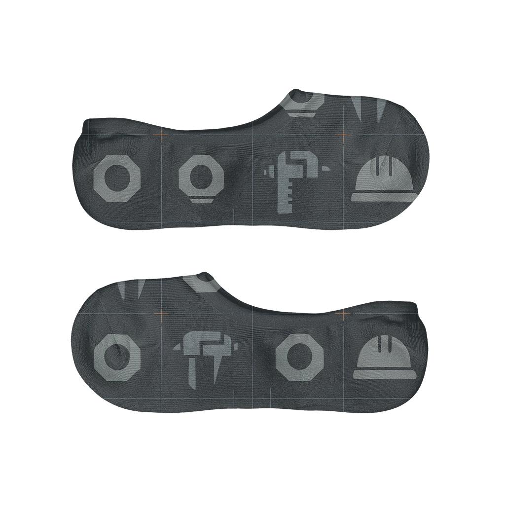 Machine Operator-Grid Rivet Blueprint breathable no-show socks