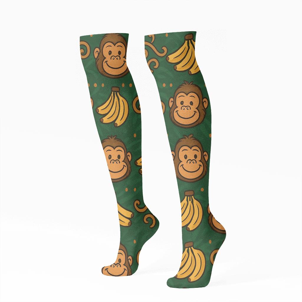 Jungle Rhythm Ape Band Pattern trendy patterned knee-high socks