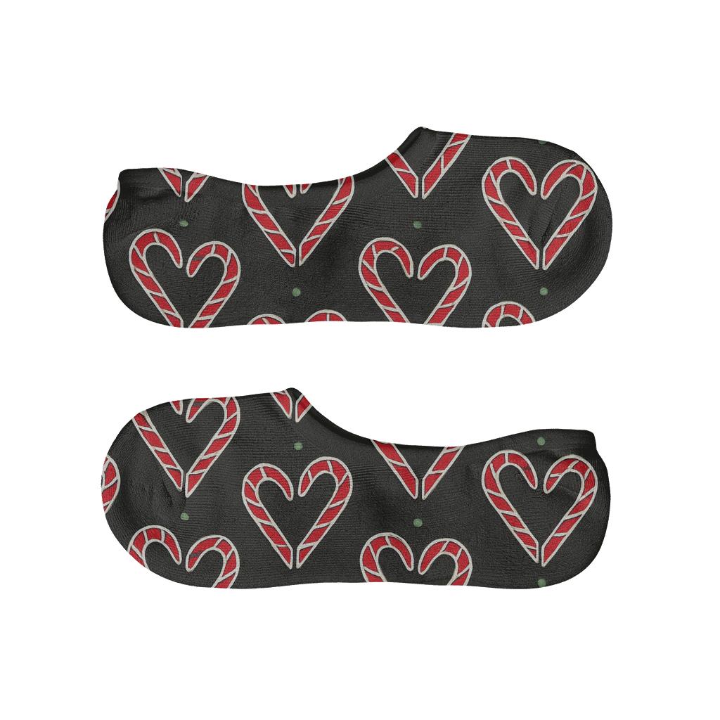 Candy Cane Hearts With Candy Canes Minimal Line Rhythm low cut no-show socks