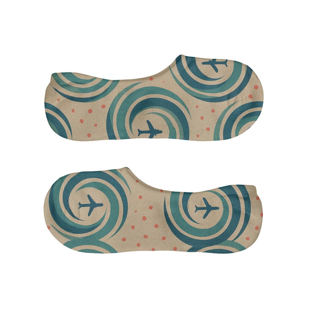 Airplane Jet Stream Spiral Tiles custom no-show socks