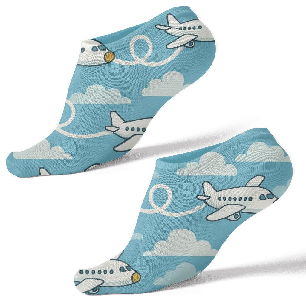 Cloud Bands And Airplane Contrail March unique graphic ankle socks