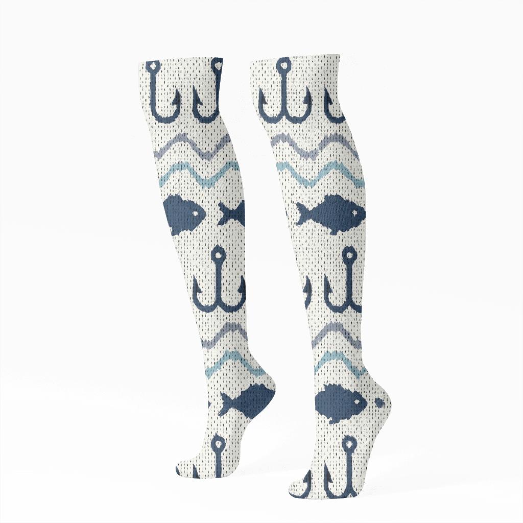 Fisher Hook And Ripple Knit Illusion custom knee-high socks