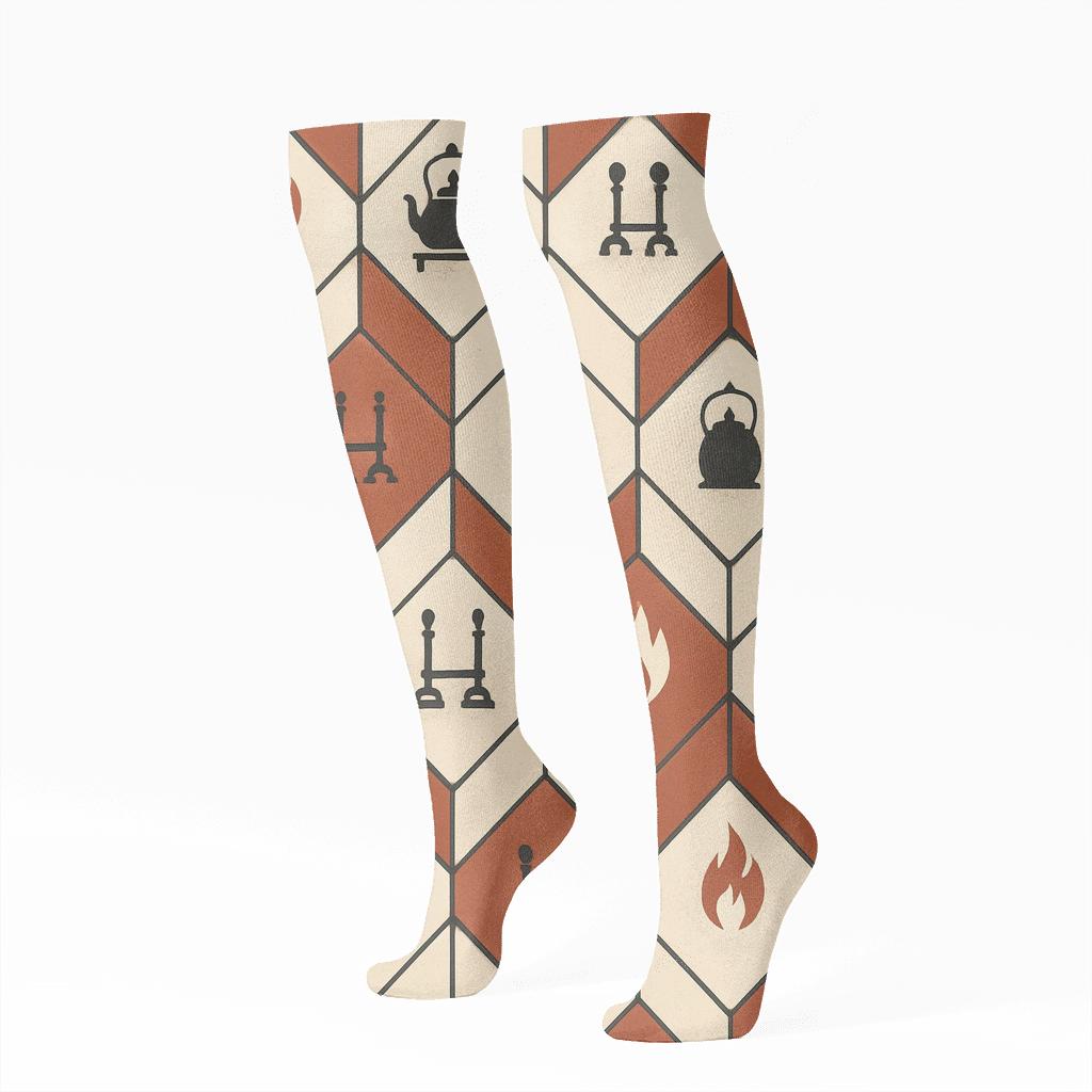 Hearth Tile Chevron With Heart Accent soft everyday knee-high socks