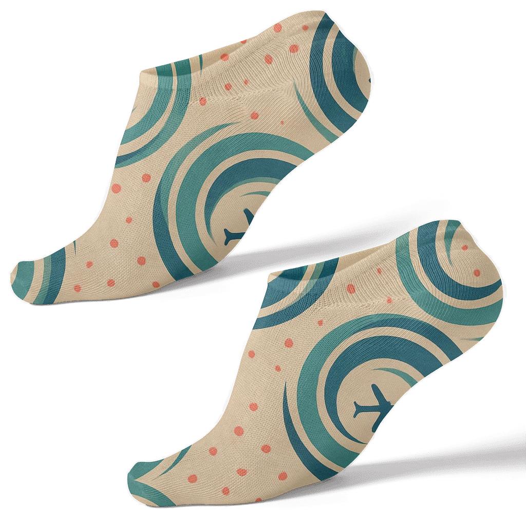 Airplane Jet Stream Spiral Tiles personalized ankle socks
