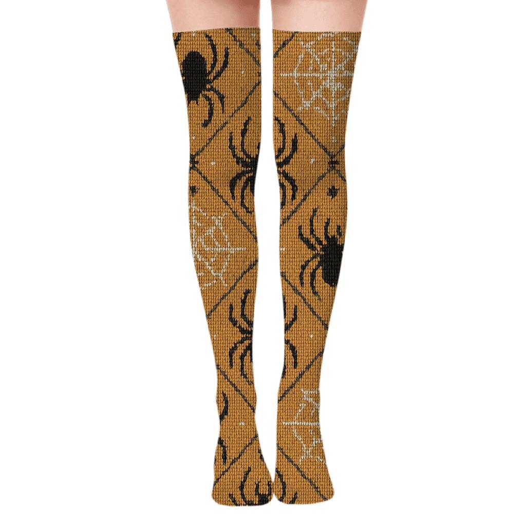 Knitted Web Illusion With Spider Boots Parade custom over-the-knee socks