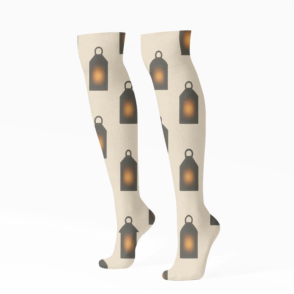 Lantern Crafted Minimal Silhouette Grid trendy patterned knee-high socks