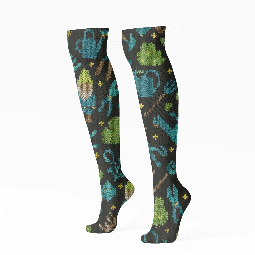 Landscaper Knitted Illusion Tool Tessellation comfortable cotton knee-high socks