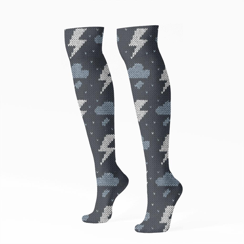 Storm Front Bolt Tapestry trendy patterned knee-high socks