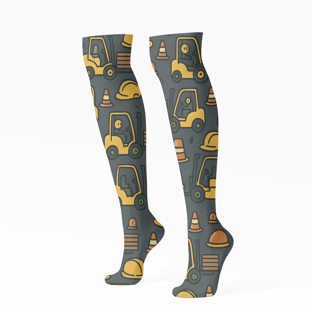 Forklift Operator Pallet Parade Tessellation custom knee-high socks