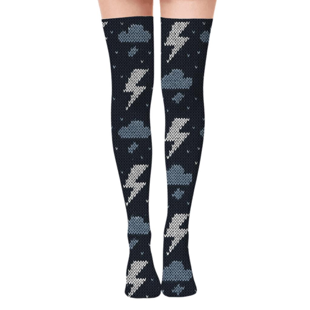Storm Front Bolt Tapestry custom over-the-knee socks