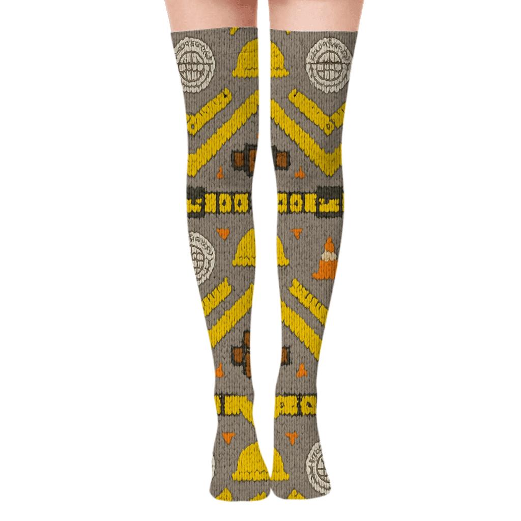Building Inspector Hard Hat Chevron Tapestry comfortable cotton over-the-knee socks