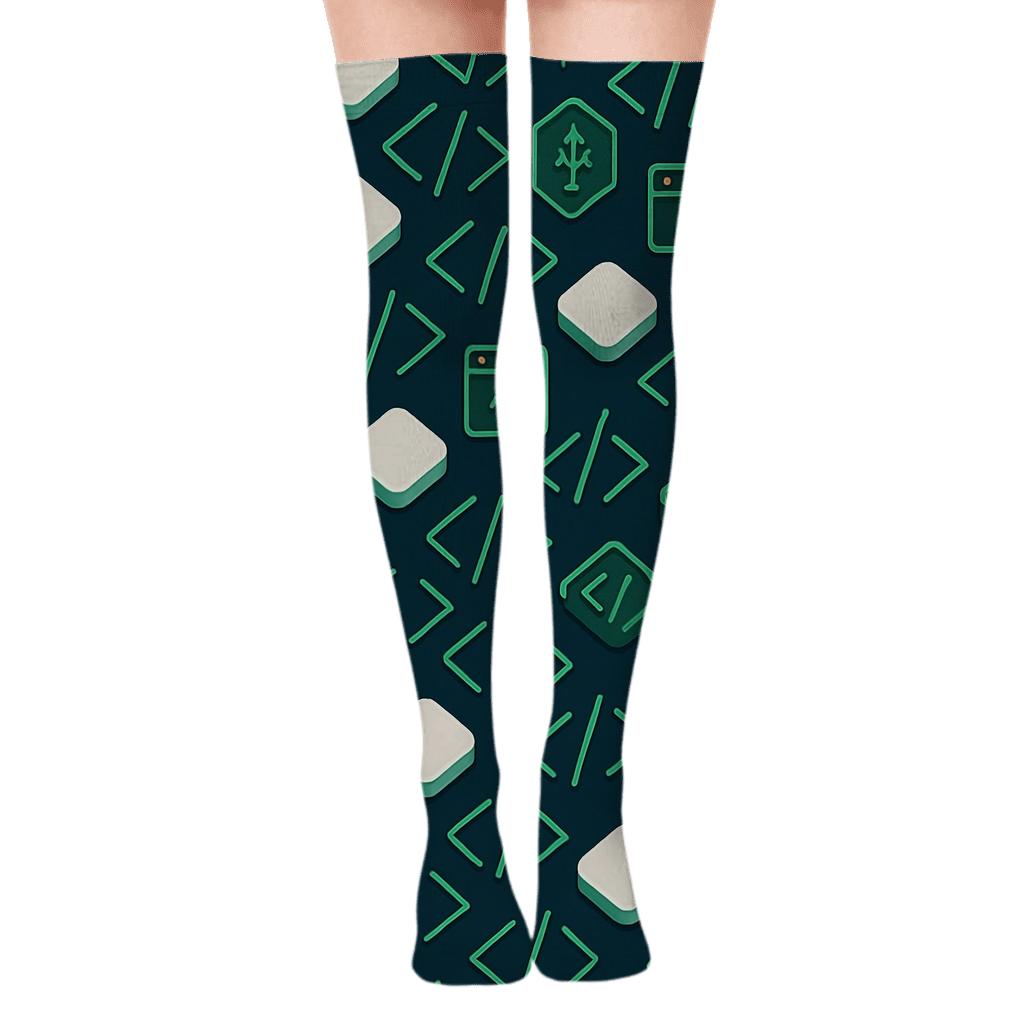 Keyboard Lattice With Software Developer Motifs personalized over-the-knee socks