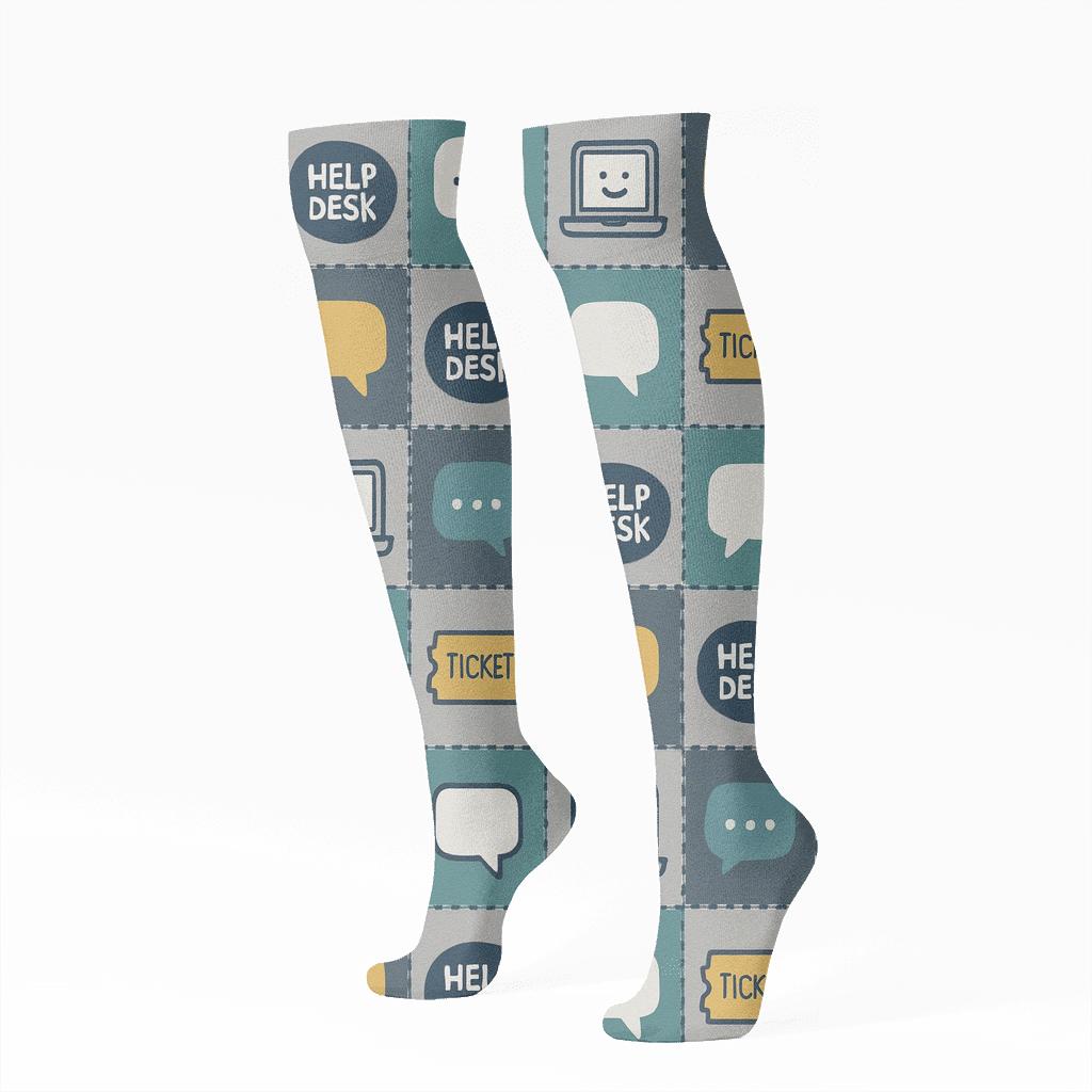 Help Desk Patchwork With It Support Specialist Rhythm comfortable cotton knee-high socks