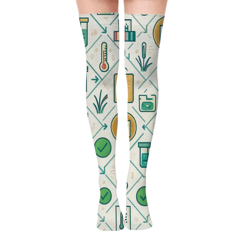 Water Quality Checklist Tiles With Environmental Inspector premium cozy over-the-knee socks