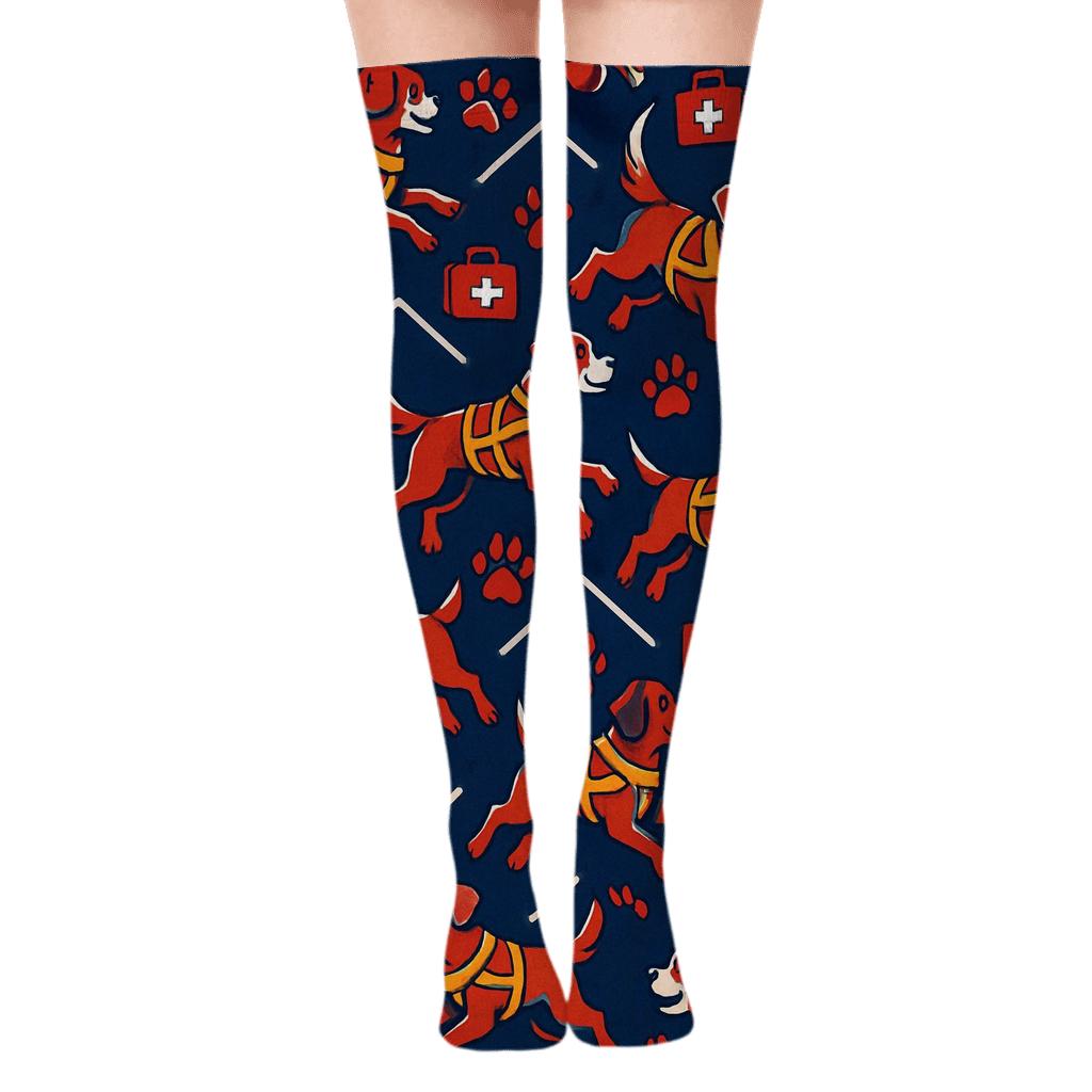 Rescue Dog Chevron March, Search And Rescue Worker Edition trendy patterned over-the-knee socks