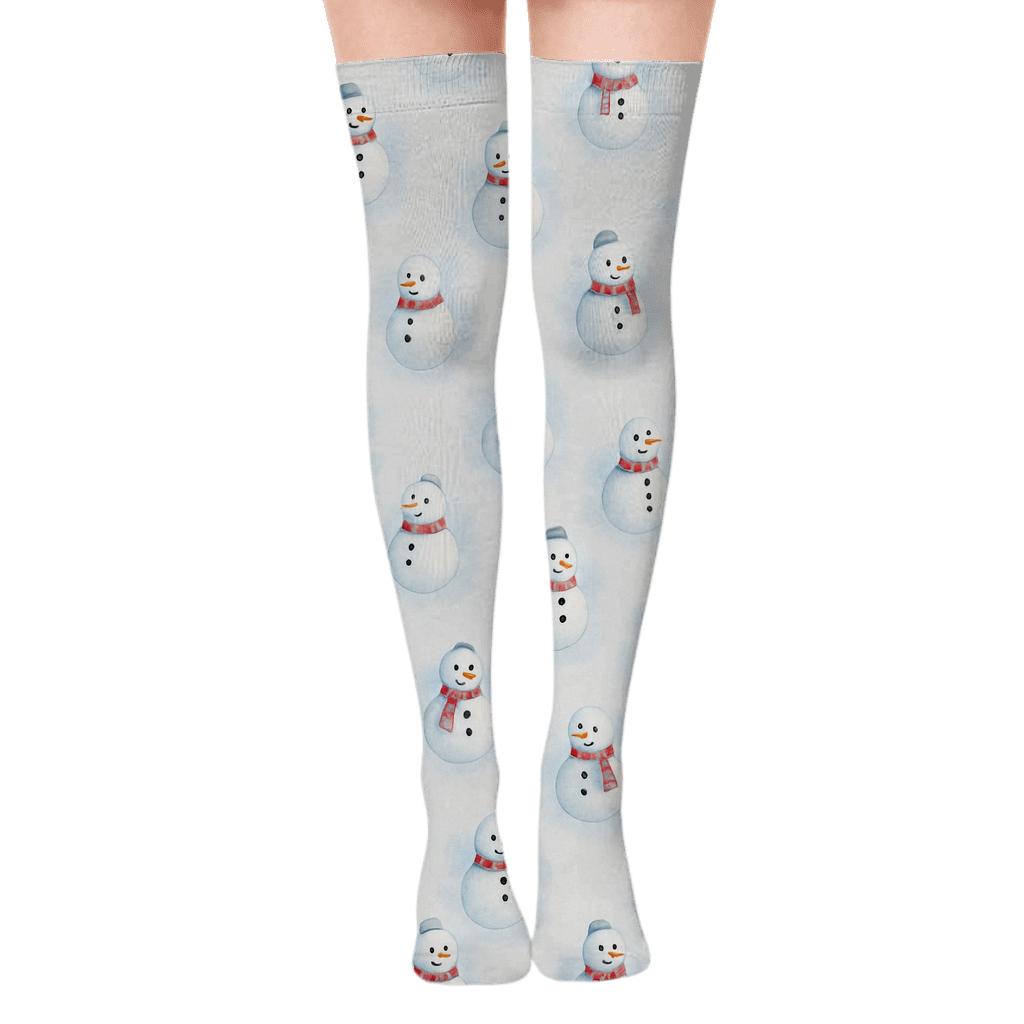 Snowman Trio Scatter, Xmas Edition soft everyday over-the-knee socks