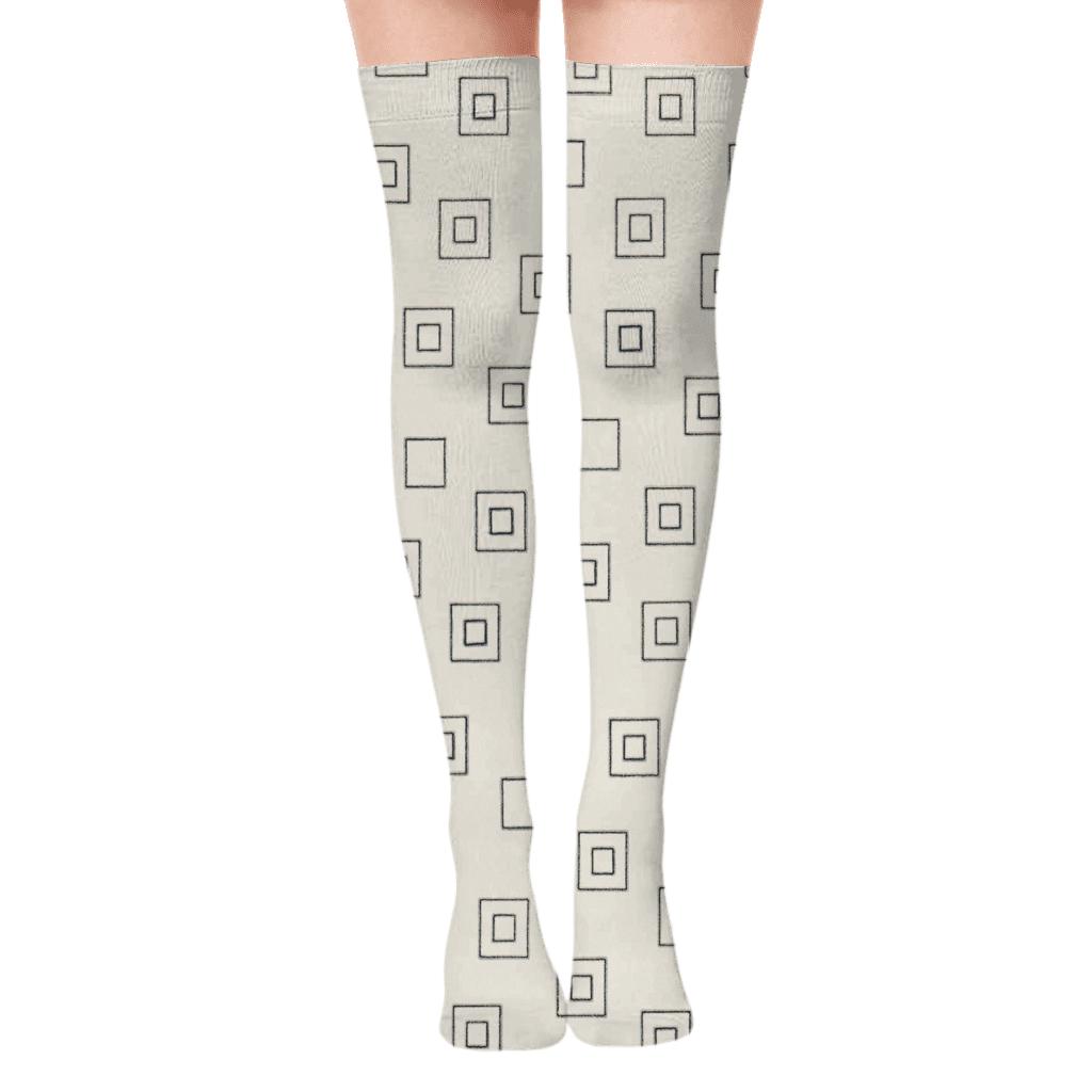 Nested Square Whisper unique graphic over-the-knee socks