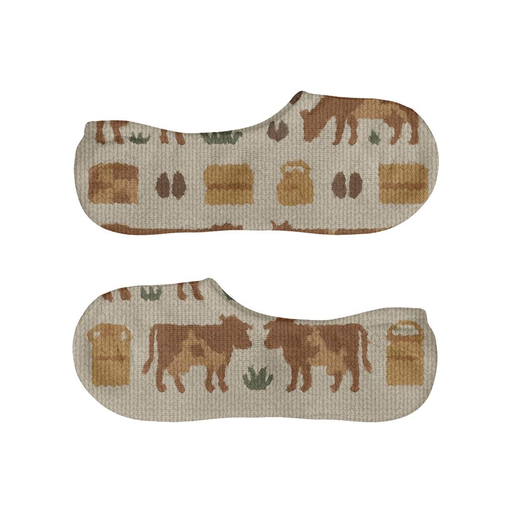 Knitted Cow Meadow Band Pattern breathable seamless no-show sockscustom no-show socks