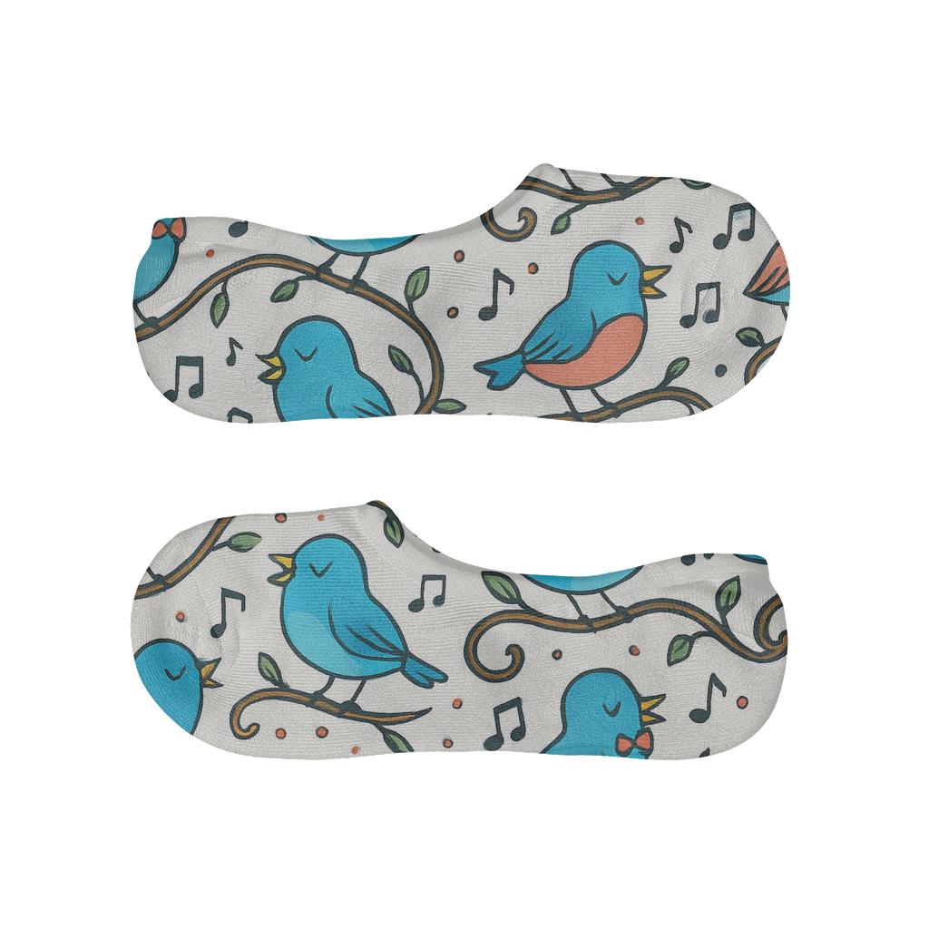 Garden Party Chirps With Bird Motifs soft cotton no-show socks