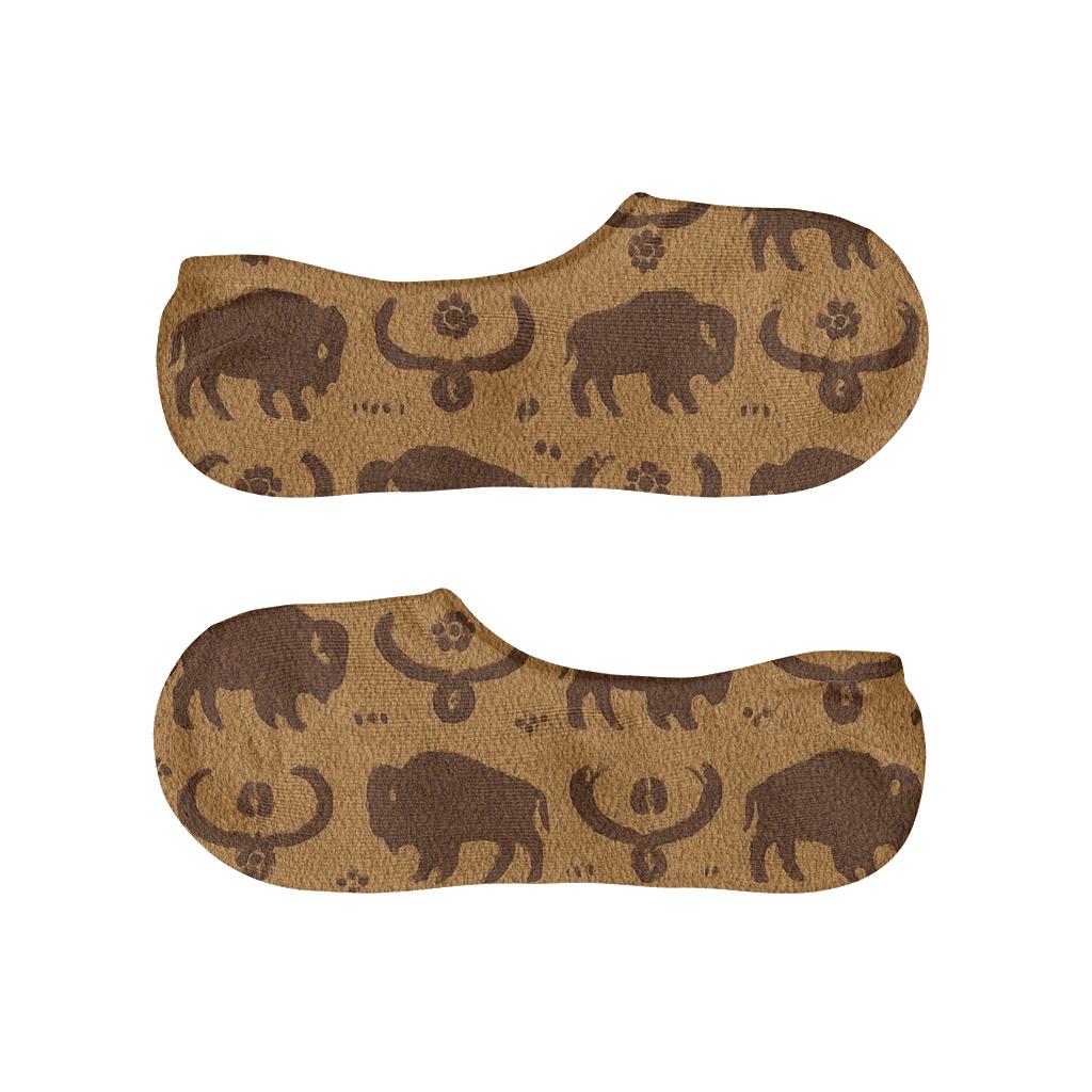 Bison Prairie Knit Illusion Tiles designer printed no-show socks