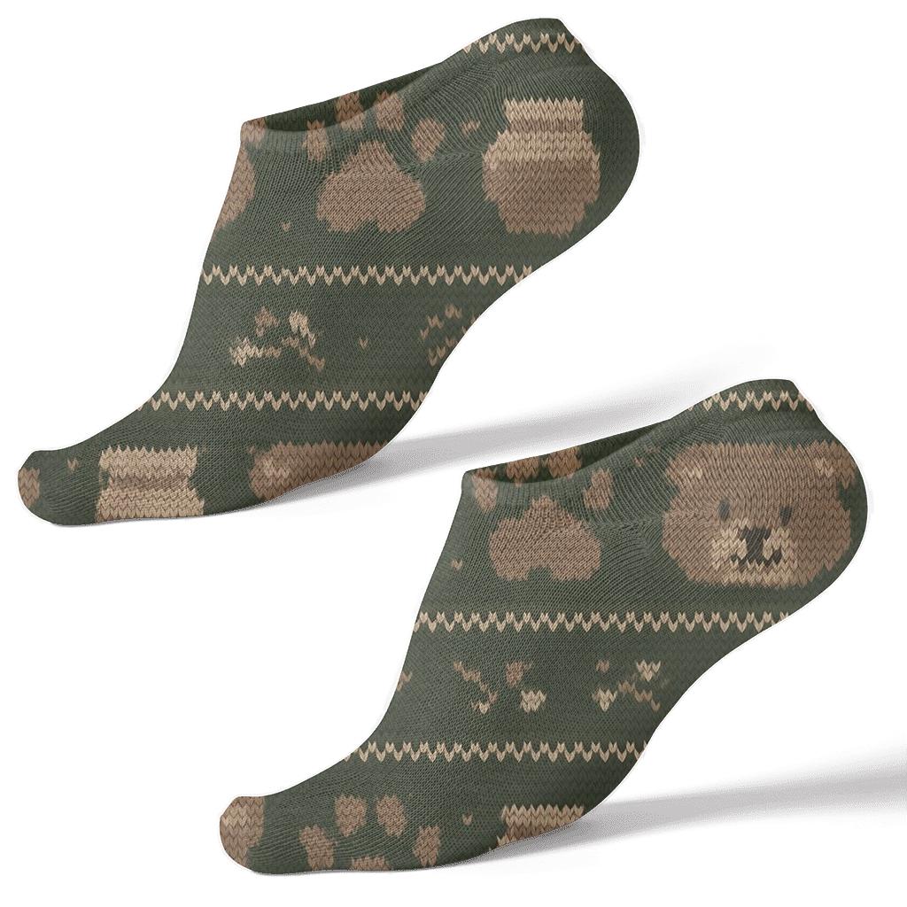 Knitted Fair Isle Bear Bands trendy patterned ankle socks