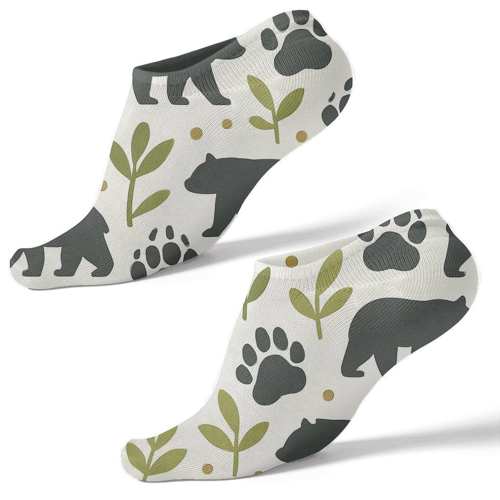 Forest Tile Grid With Bear Silhouette trendy patterned ankle socks